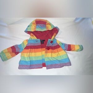Baby Gap 3-6 Month Colorful Striped Button Up Hoody With Ears